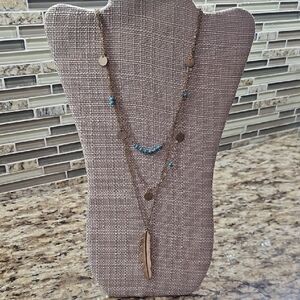 Elegant Gold and Turquoise Layered Necklace